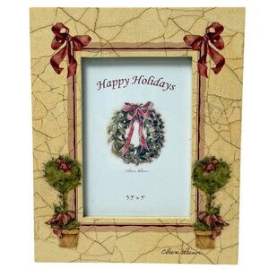 CHERI BLUM Holiday Photo Frame 3.5x5 Christmas Topiary Wreath Picture Frame